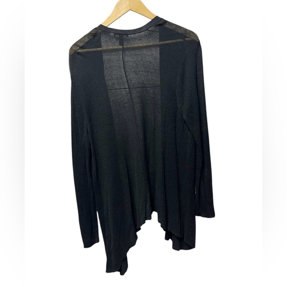 Eileen Fisher Black Sheer Knit Open-Front Lightweight Ribbed Cardigan Womens XL - Picture 2 of 10
